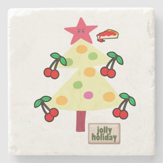 Untersetzer aus Marmorstein, Cherry Jolly Holiday (Vorderseite)