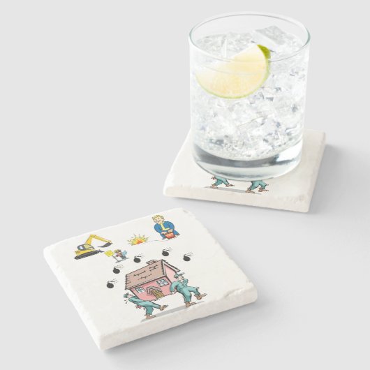 Untersetzer aus Marmorstein im Bau (Seitenansicht)