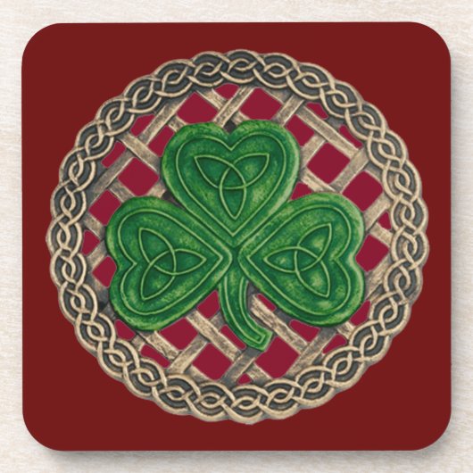 Untersetzer aus rotem Kleeblatt und keltischen Kno (Vorderseite)