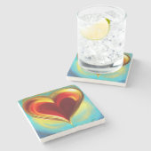 Untersetzer aus rotem und goldglänzendem Marmor (Seitenansicht)