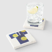 Untersetzer aus Stein, blau und goldfarben, nagaju (Seitenansicht)