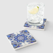 Untersetzer aus Stein mit blauen Weißtönen (Seitenansicht)