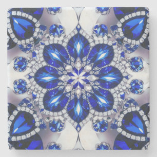 Untersetzer aus Stein mit blauen Weißtönen