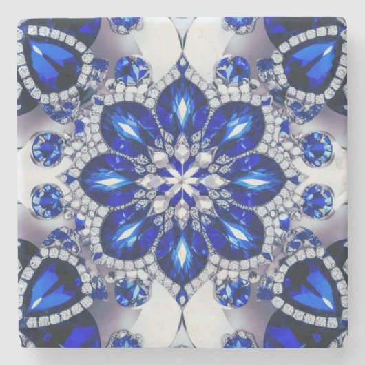 Untersetzer aus Stein mit blauen Weißtönen (Vorderseite)