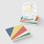 Untersetzer aus Stein mit den Seychellen-Farben (Seitenansicht)