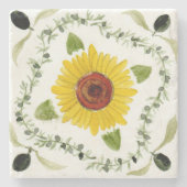 Untersetzer aus Stein mit Oliven- und Sonnenblumen (Vorderseite)