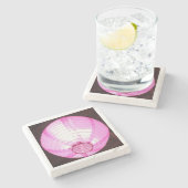 Untersetzer aus Stein mit subtilem rosa Licht (Seitenansicht)