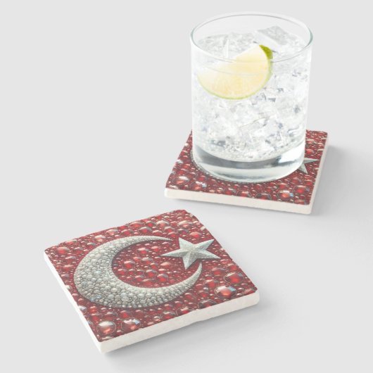 Untersetzer aus Stein mit türkischen Farben (Seitenansicht)