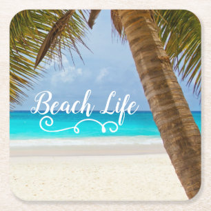 Untersetzer Beach Life - Palmen & Türkises Wasser