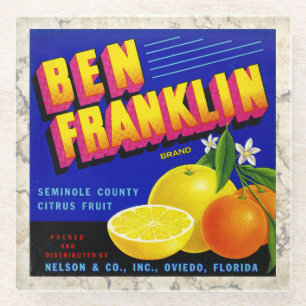 UNTERSETZER - Ben Franklin Citrus - Crate Label pr