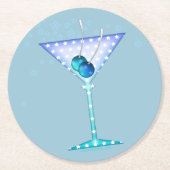 UNTERSETZER, BLAUE MARTINI DESIGN RUNDER PAPPUNTERSETZER (Vorderseite)