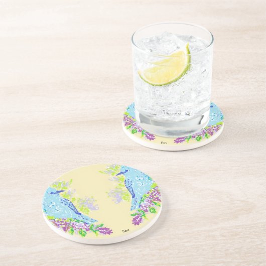 Untersetzer/Blaue Vögel Sandstein Untersetzer (Seite)