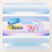 Untersetzer Blue and Pink Beach House (Vorderseite)