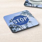 Untersetzer - Blue Stopp Sign - Set von 6 (Linke Seite)