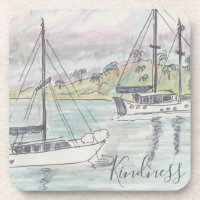 Untersetzer "Boats Fiji Watercolor Sketch"