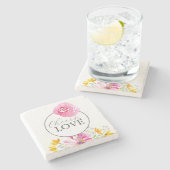 Untersetzer Cheers Pink Floral Hochzeitthema (Seitenansicht)