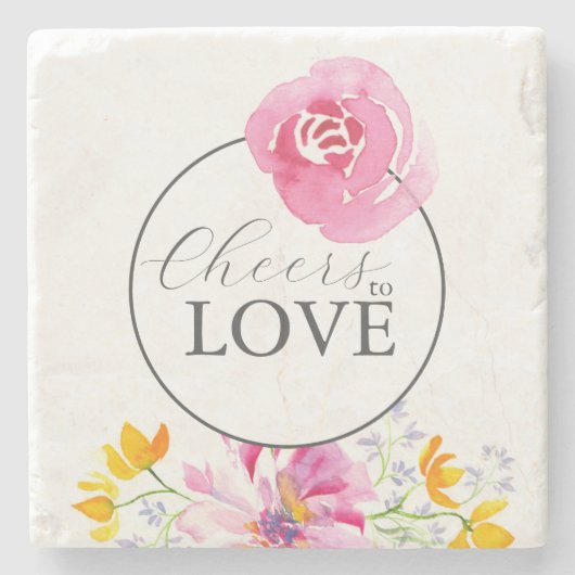 Untersetzer Cheers Pink Floral Hochzeitthema (Vorderseite)