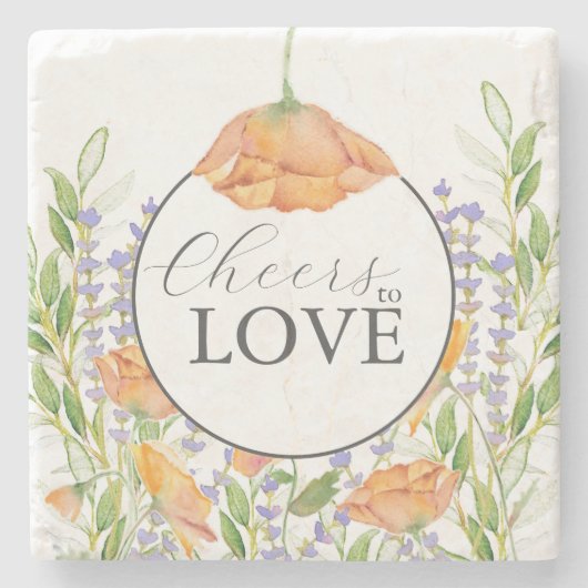 Untersetzer Cheers Wildblume Hochzeitthema (Vorderseite)