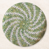 Untersetzer: Crochet White Spirale on Green Runder Pappuntersetzer (Vorderseite)