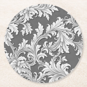 Untersetzer Damask Design Grau-Schwarz/Weiß