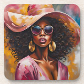 Untersetzer der Afroamerikanerin mit Cork Backing (Vorderseite)