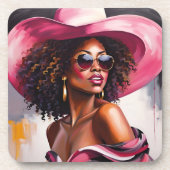 Untersetzer der Afroamerikanerin mit Cork Backing (Vorderseite)