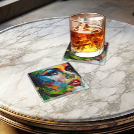 Untersetzer der farbenfrohen künstlerischen Frau m