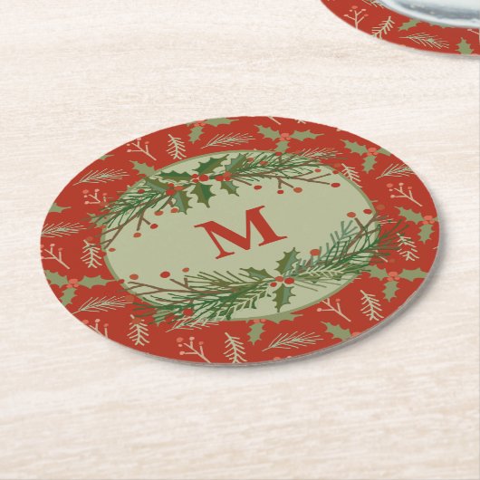 Untersetzer der mit Monogramm Feiertage (Angewinkelt)