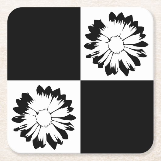 Untersetzer der schwarzen und weißen Blume (Vorderseite)