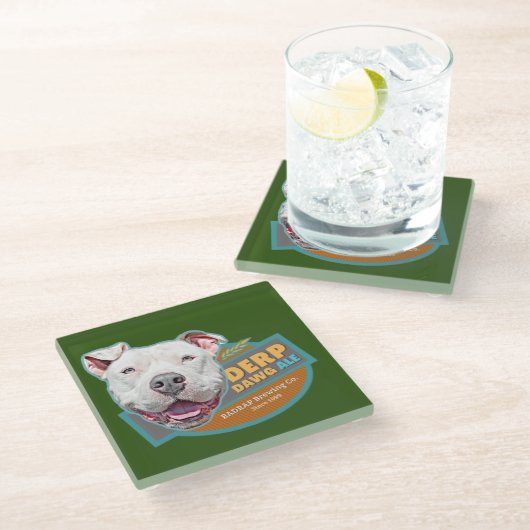 Untersetzer-/Derp-Dog-Bier-Design Glasuntersetzer (Schrägansicht)