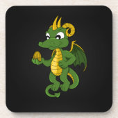 Untersetzer des grünen Drachen Cartoon (Vorderseite)