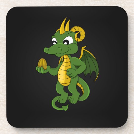 Untersetzer des grünen Drachen Cartoon (Vorderseite)