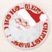 Untersetzer des PARTY Santa Face Circle Red Stripe (Vorderseite)