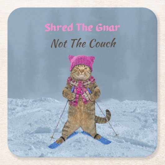 Untersetzer, die die Skatkatze Gnar verschrotten Rechteckiger Pappuntersetzer (Vorderseite)