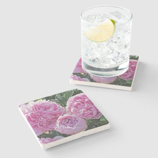 Untersetzer "DREI PINK PEONIES" (Seitenansicht)
