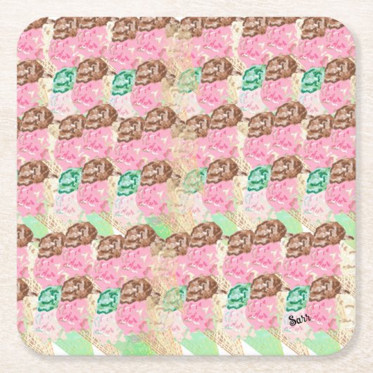 Untersetzer: Eiscreme-Aromen Rechteckiger Pappuntersetzer (Vorderseite)