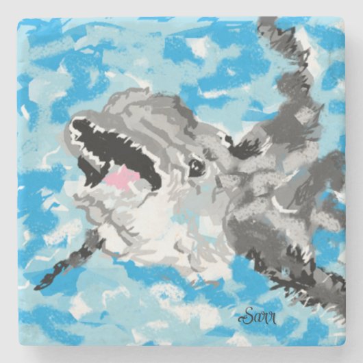 Untersetzer: Freundliche Dolphin Steinuntersetzer (Vorderseite)