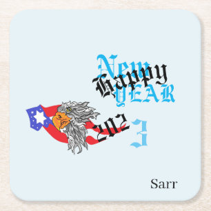 Untersetzer: Frohes Neues Jahr 2023 Rechteckiger Pappuntersetzer