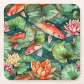 Untersetzer für Aquarellfarben Koi und Lilien (Vorderseite)