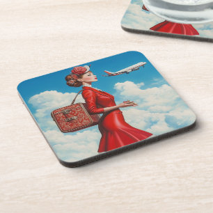 Untersetzer für Flugzeuge und elegante Lady