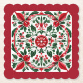 Untersetzer für Folklorekunst Rot und Grünpapier (Vorderseite)