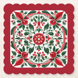 Untersetzer für Folklorekunst Rot und Grünpapier