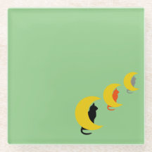 Untersetzer für grüne Mond-Katze