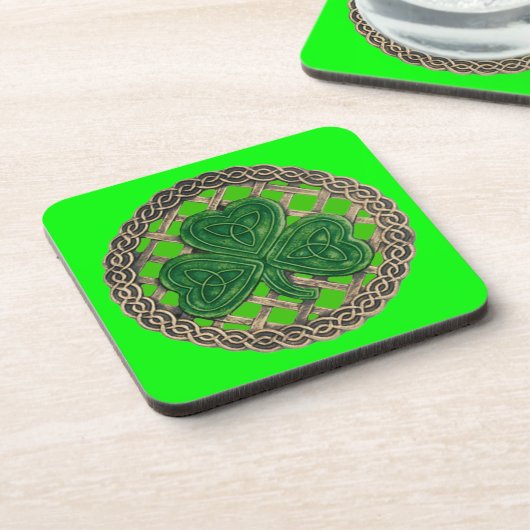 Untersetzer für grünes Kleeblatt und keltische Kno (Linke Seite)