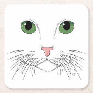 Untersetzer für grünes Mit Augen Cat Square