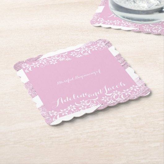 Untersetzer für Hochzeiten in Rosa und Weiß (angewinkelt)