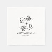 Untersetzer für Hochzeiten in Schwarzweiß Serviette (Vorderseite)