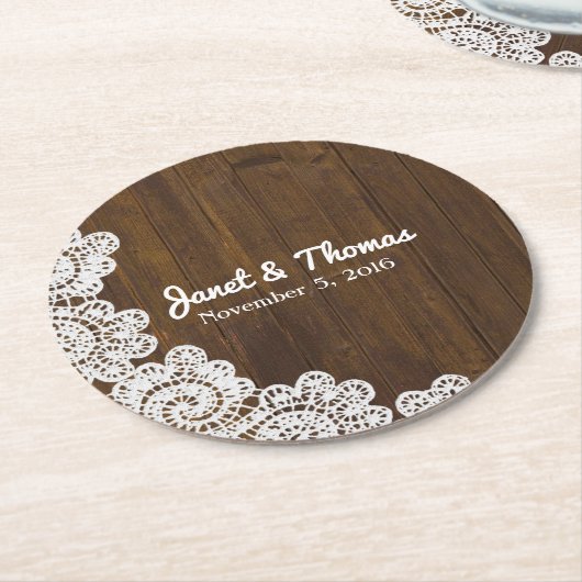 Untersetzer für Hochzeitspapier aus Holz und Spitz (Angewinkelt)