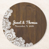 Untersetzer für Hochzeitspapier aus Holz und Spitz (Vorderseite)