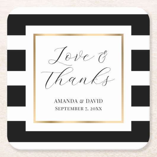 Untersetzer für Hochzeitspapier mit schwarzem und  (Vorderseite)